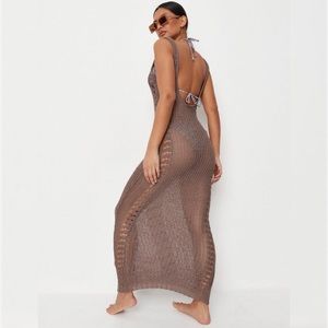 Missguided Tall Mocha Cable Maxi Knit Coverup